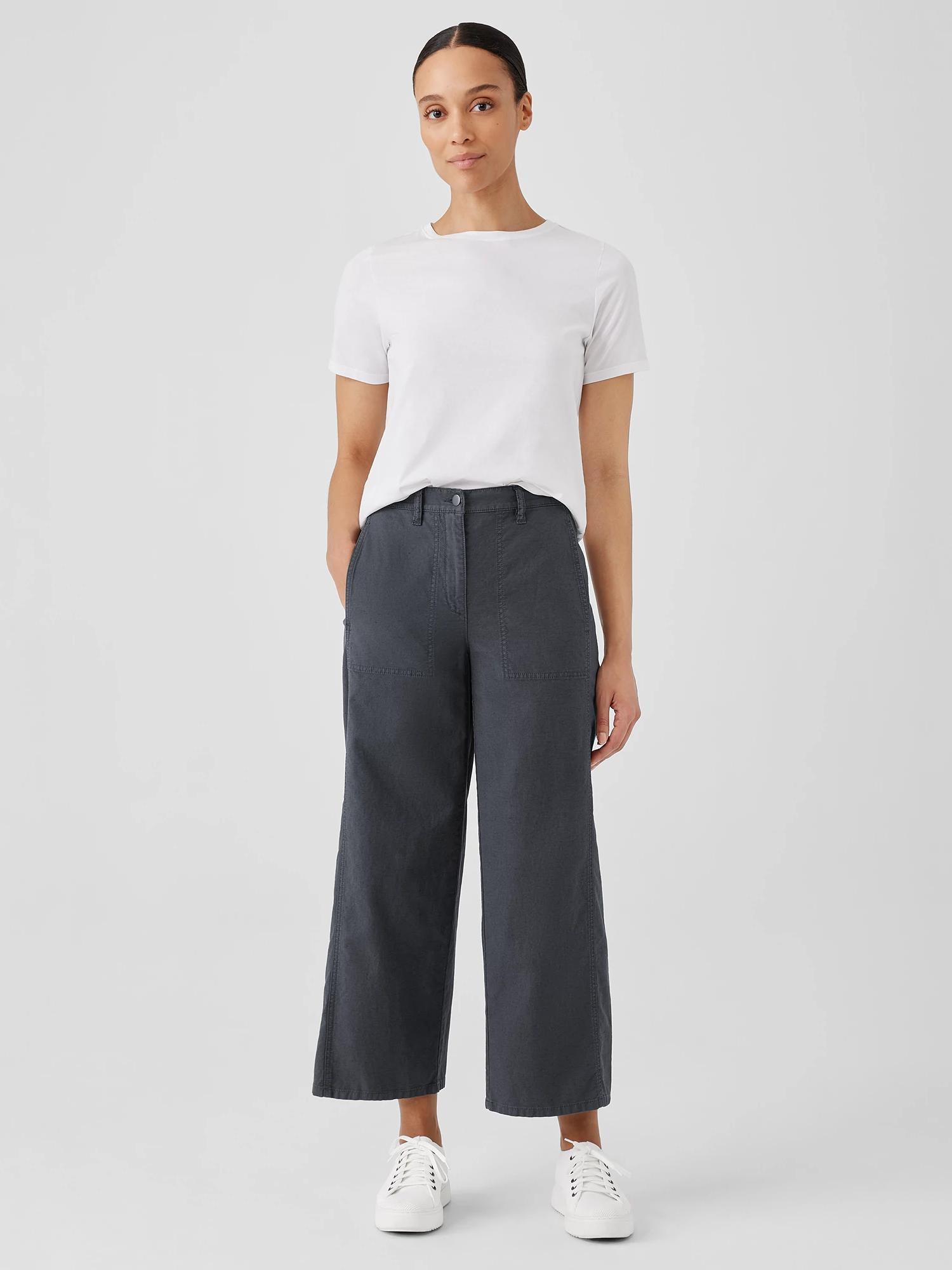 Cotton Hemp Stretch Wide-Leg Pant Product Image