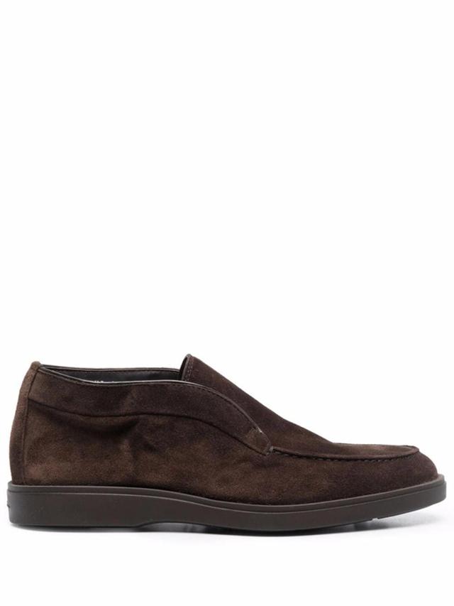 SANTONI Slip-on Suede Boots In Dark Brown Product Image