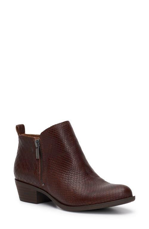 Lucky Brand Basel Smooth Leather Side Zip Block Heel Booties Product Image