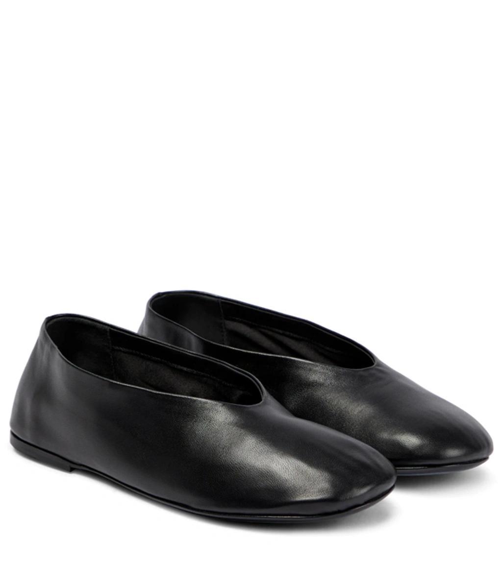 KHAITE Marcy Leather Ballet Flats In Black Product Image