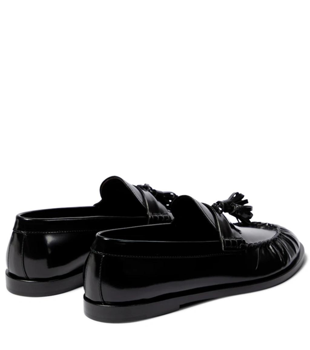 THE ROW Calfskin Tassel Boyfriend Loafers In Black Product Image