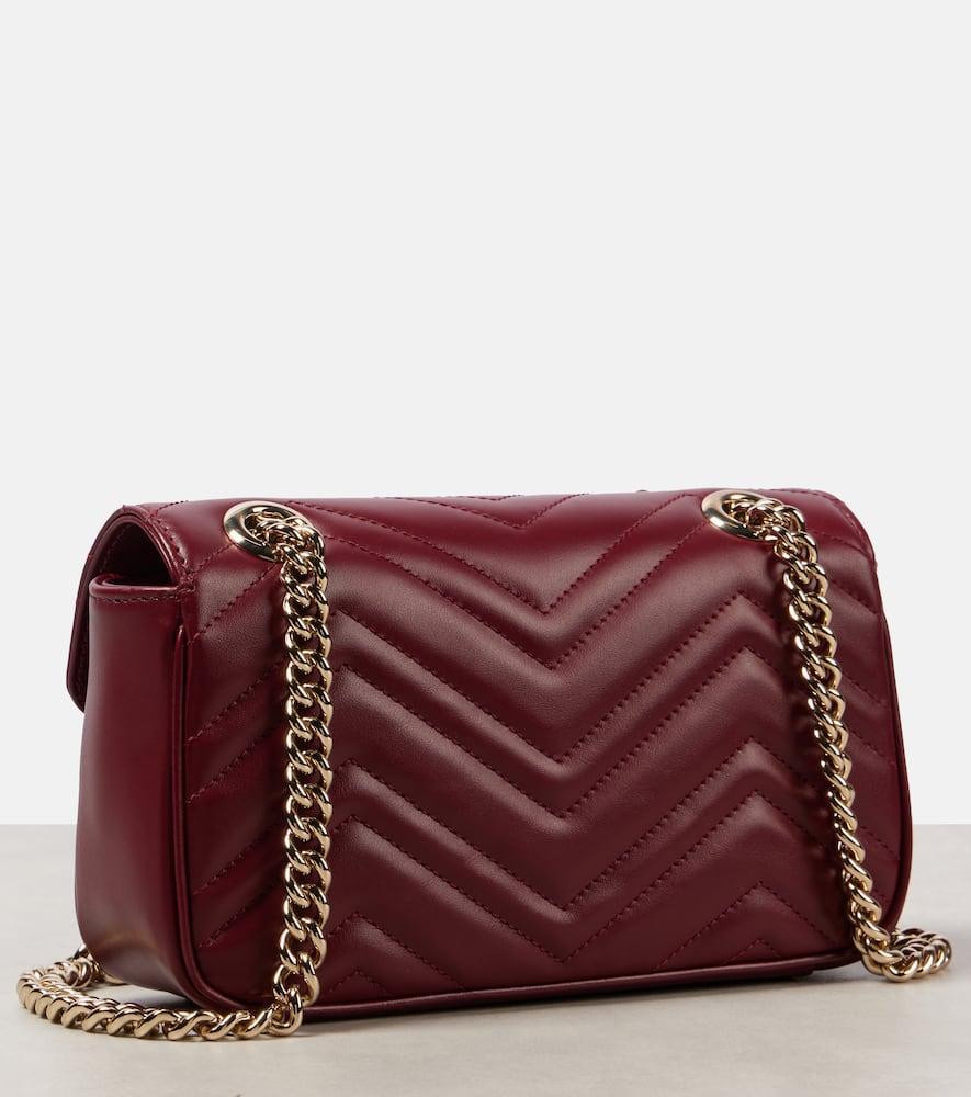 GUCCI Gg Marmont Leather Shoulder Bag In Rosso Ancora Product Image