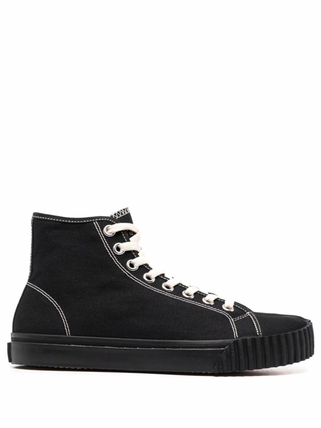 Tabi High-top Cotton Sneakers In Black Product Image