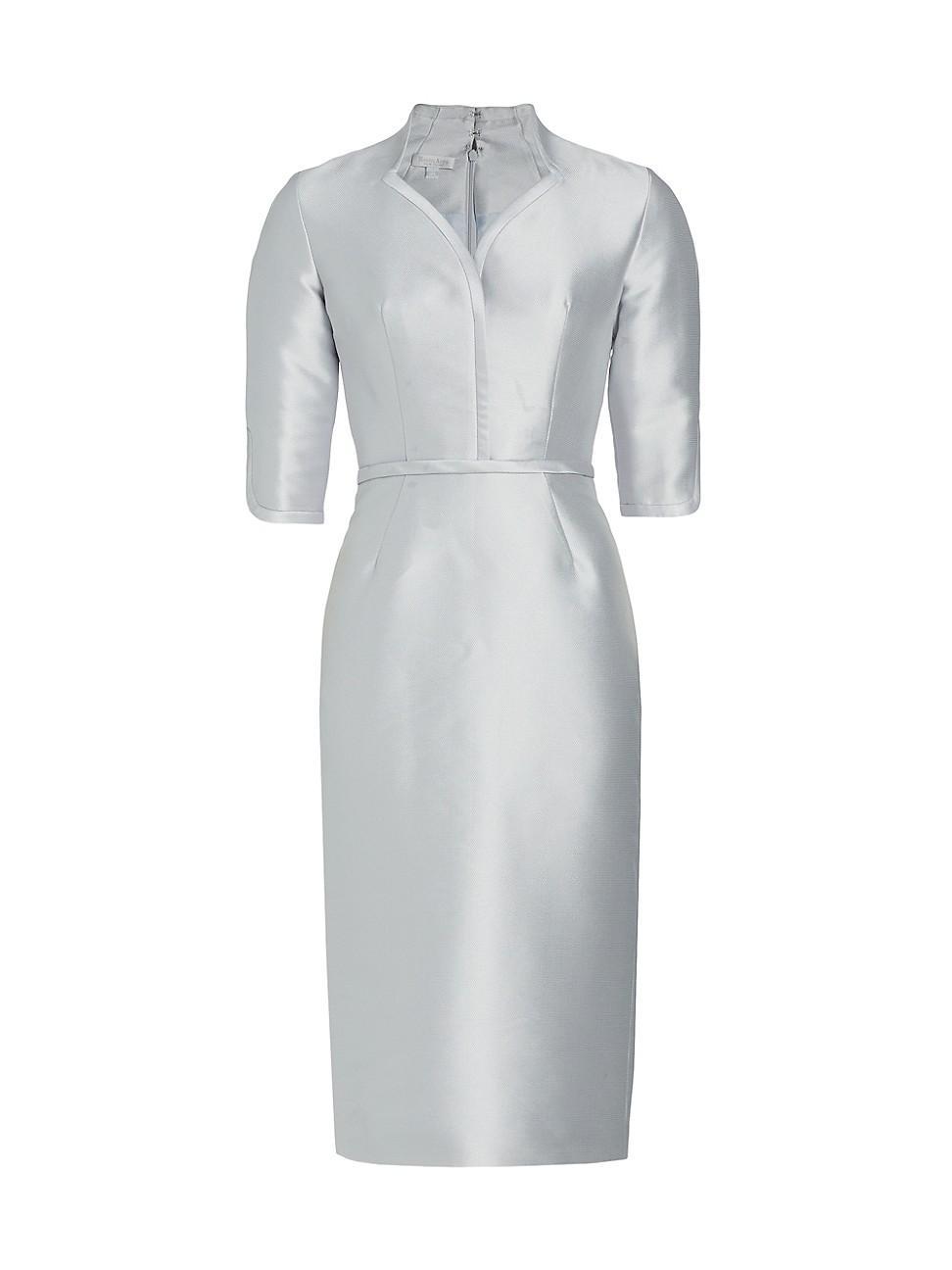 Womens Collared Mikado Midi-Dress Product Image