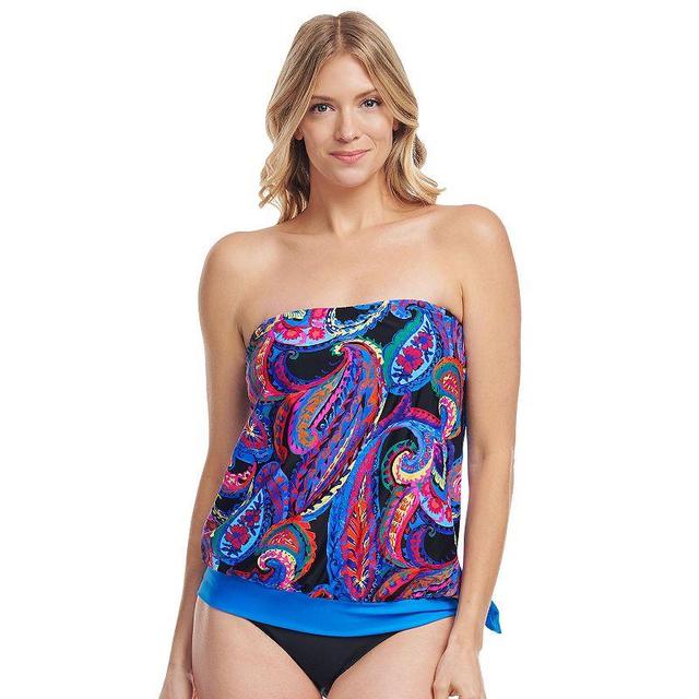 Womens Mazu Tropical Flora Draped Blouson Tankini Swim Top Product Image