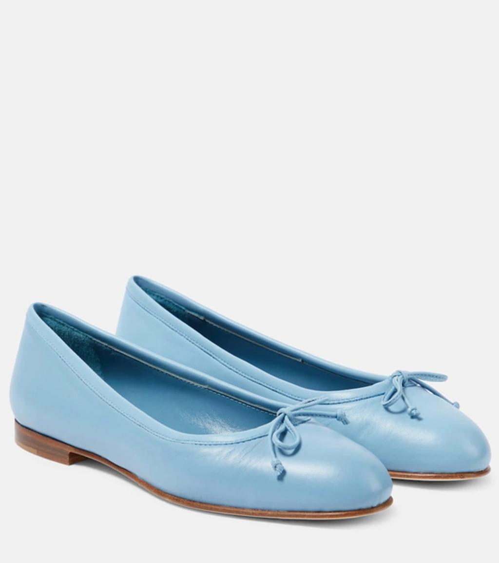 Veralli Leather Bow Ballerina Flats In Blue Product Image