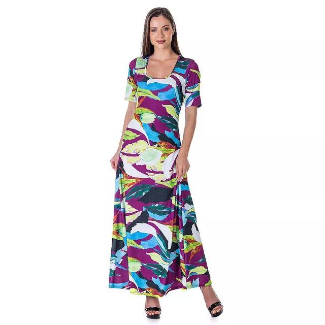 Womens 24Seven Comfort Apparel Elbow Sleeve Casual A Line Maxi Dress Product Image