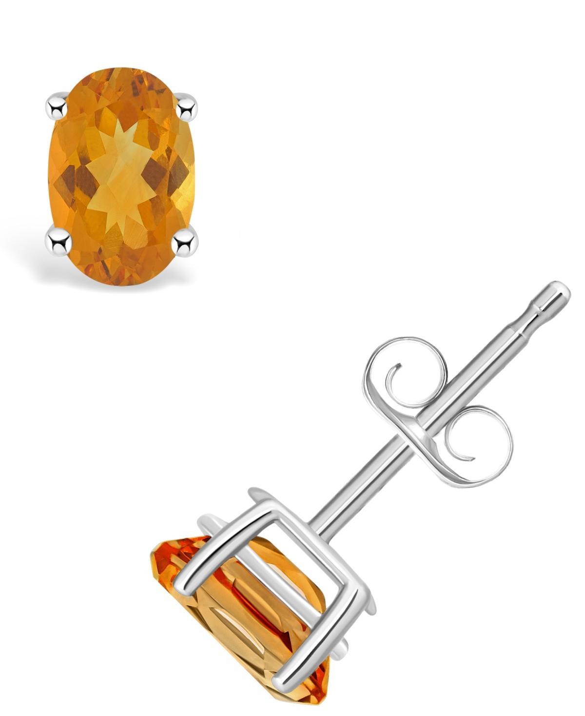 Celebration Gems 14k Gold Oval Gemstone Stud Earrings, Womens, Orange Product Image