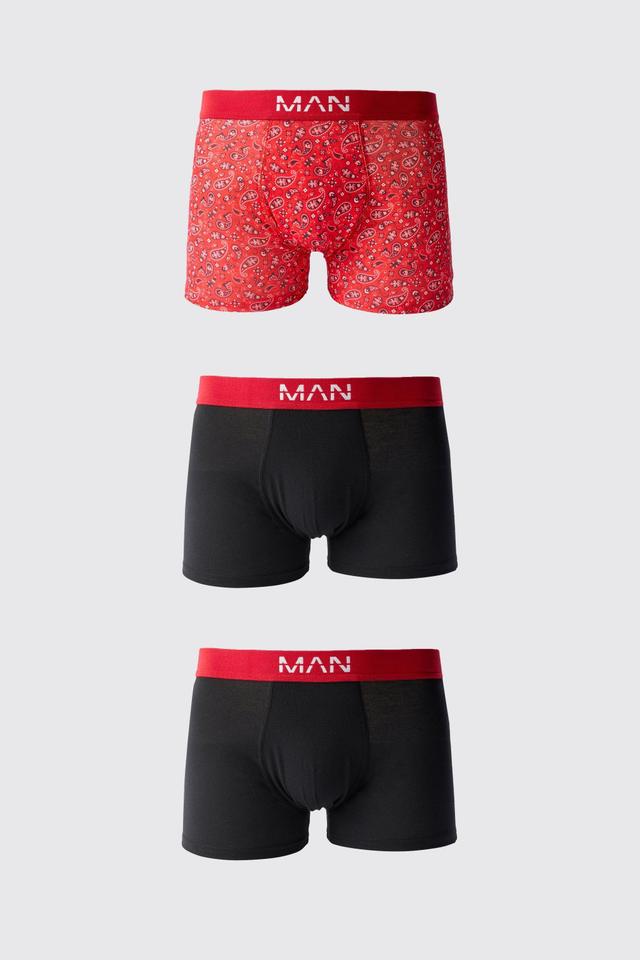 3 Pack Man Bandana Printed Boxers | boohooMAN USA Product Image