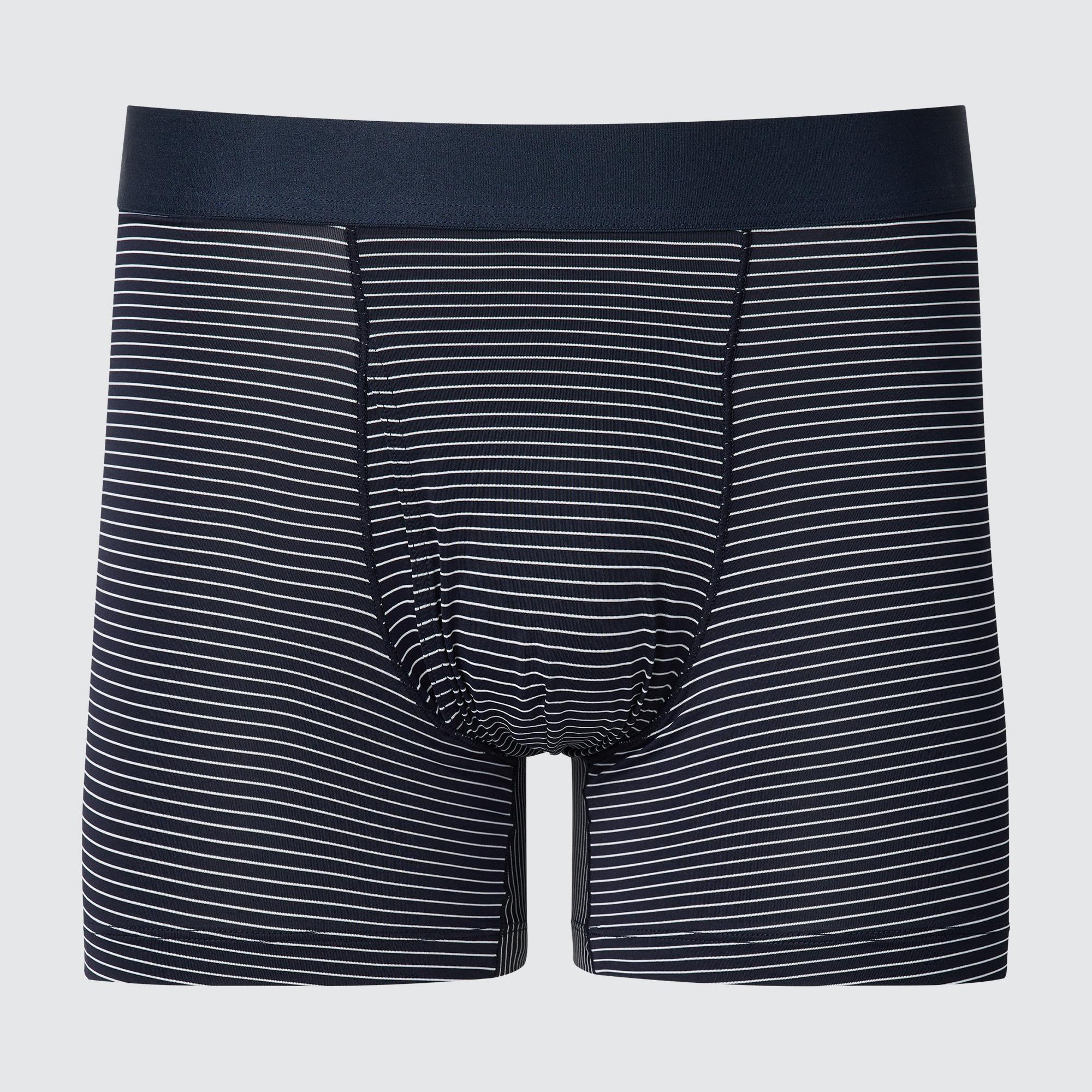 Mens Airism Striped Boxer Briefs with Deodorizing Blue XL UNIQLO US Product Image