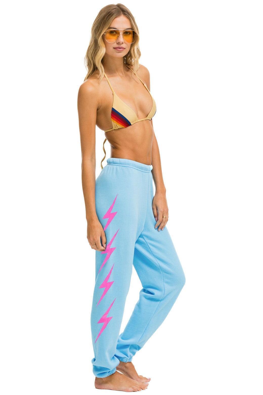 BOLT 4 SWEATPANTS - SKY // NEON PINK Female Product Image