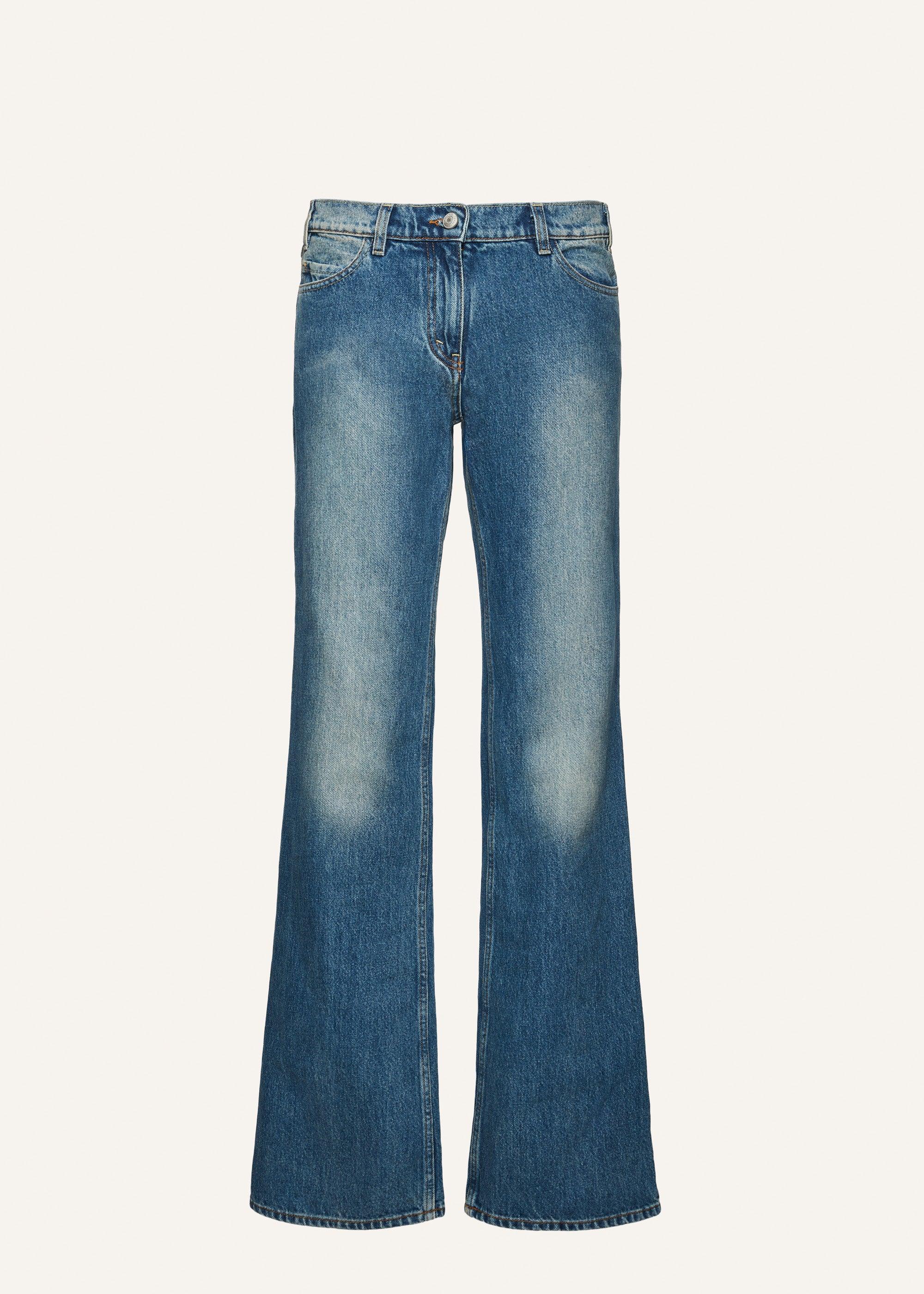 Low-rise flare denim pants in washed blue Product Image