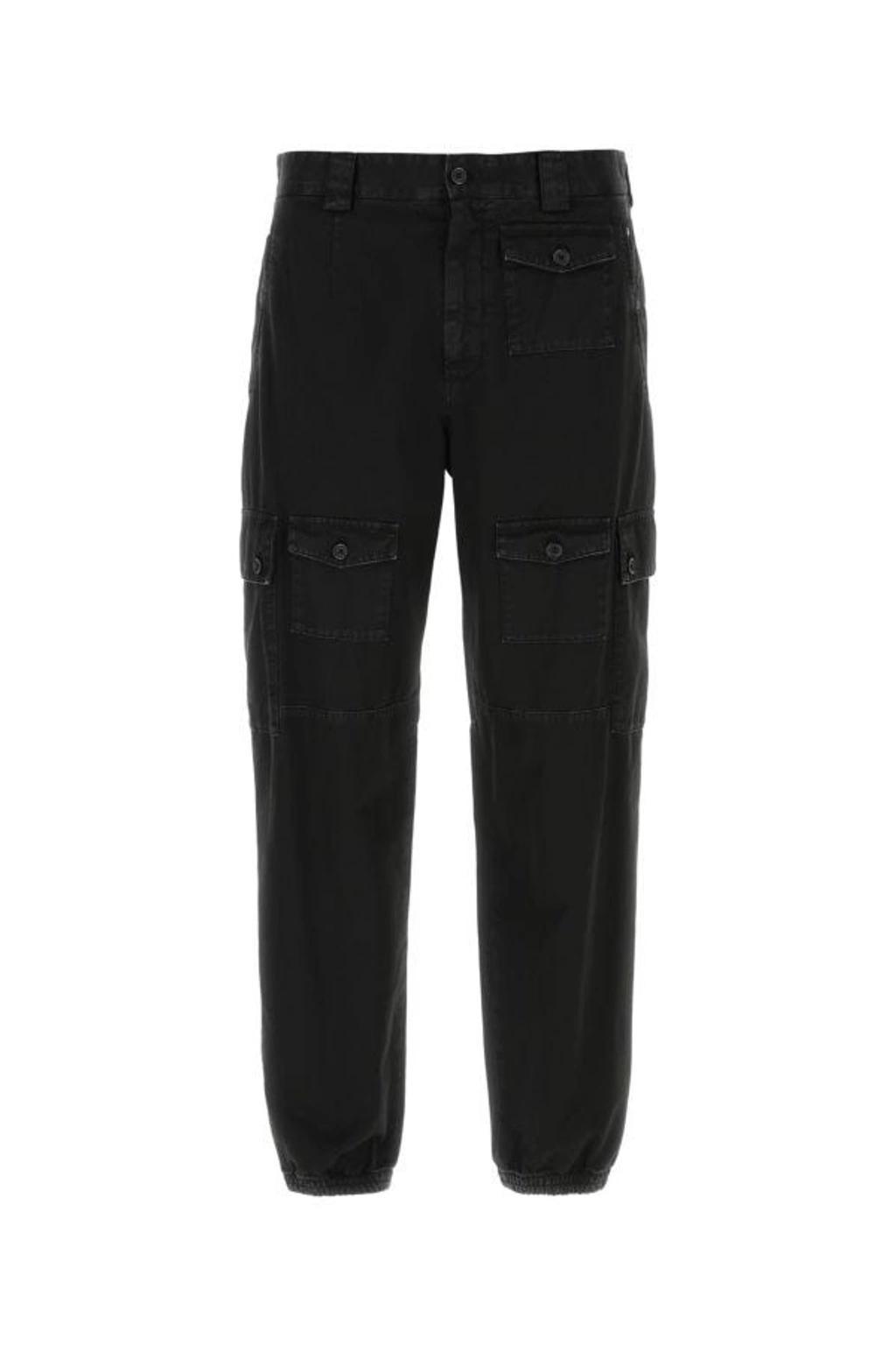 Cargo Pants With High Waist And Multiple Pockets In Black Product Image