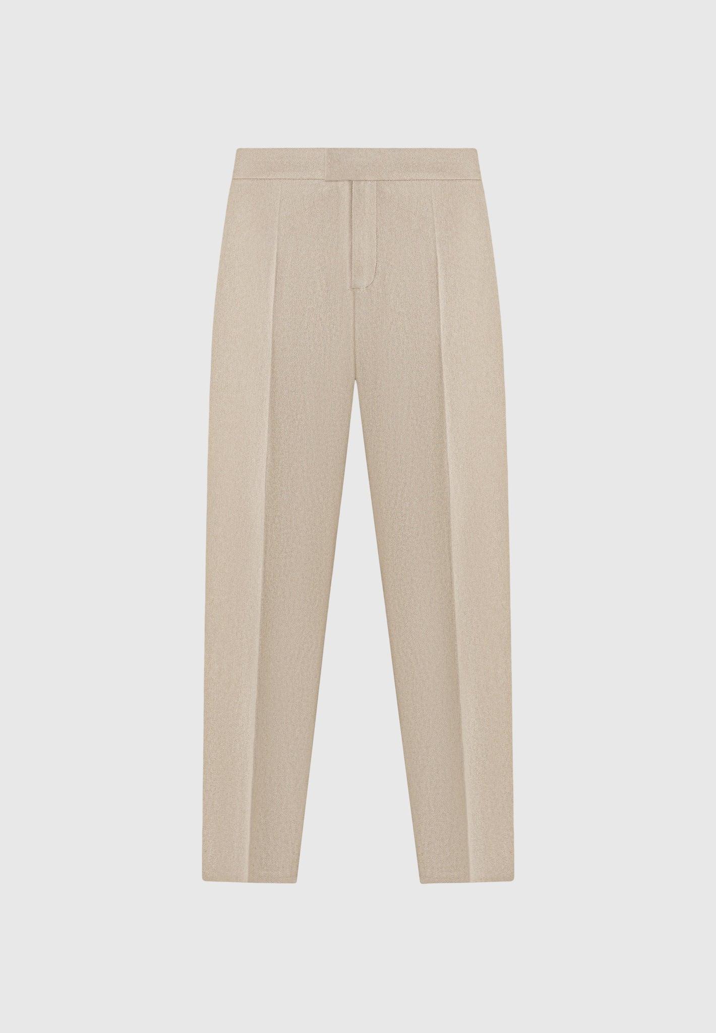 Slim Fit Tailored Trousers - Beige Male Product Image