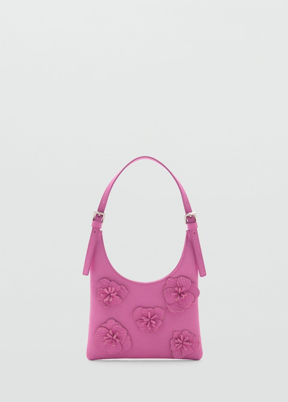 MANGO - Leather shoulder bag flowers - One size - Women Product Image