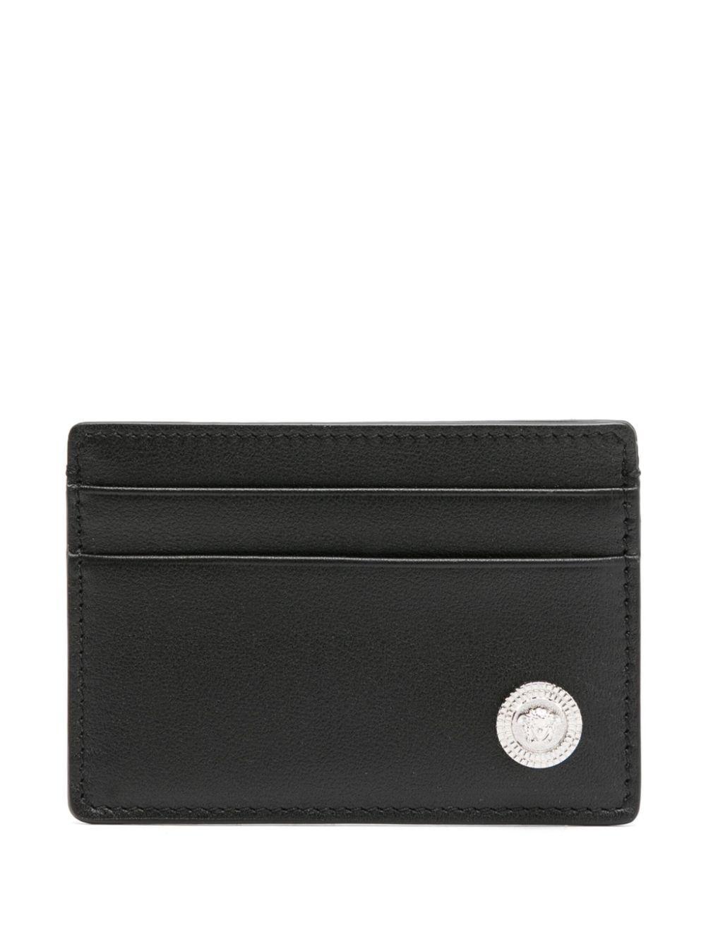 VERSACE Medusa Head-plaque Leather Card Holder In Black-palladium Product Image