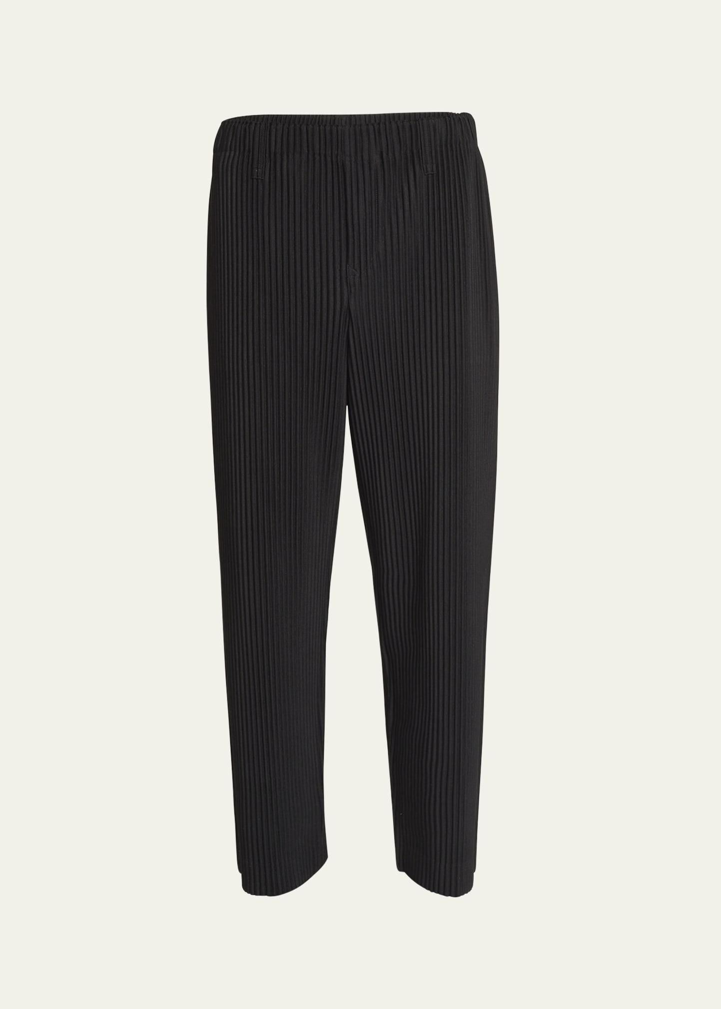 Mens Pleated Straight-Leg Pants Product Image