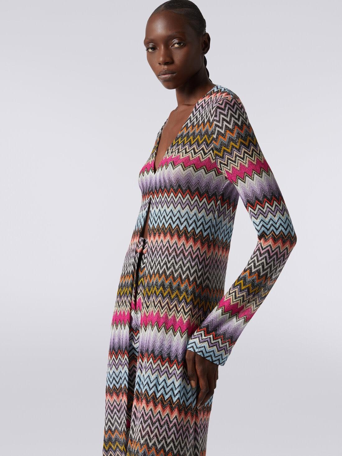 Long cardigan in viscose with zigzag pattern with lurex Multicoloured | Missoni Product Image