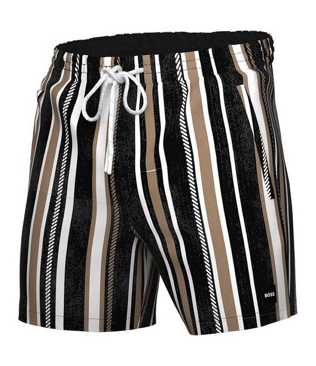 Hugo Boss Vertical-Stripe 5#double; Inseam Swim Trunks Product Image