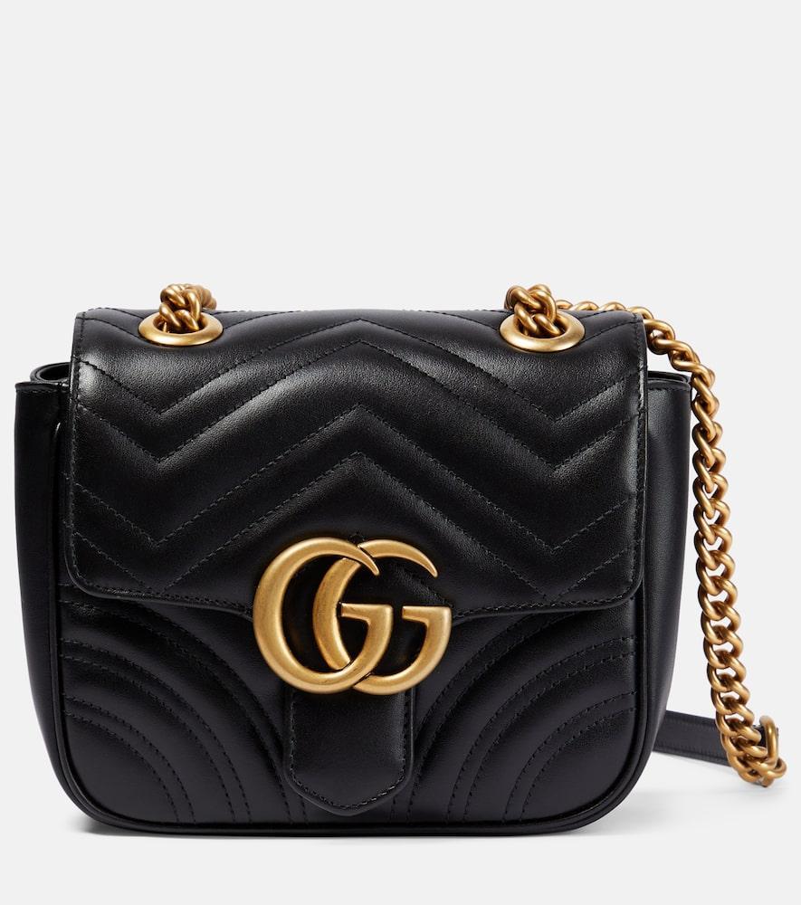 GUCCI Gg Marmont Mini Leather Shoulder Bag In Black Product Image