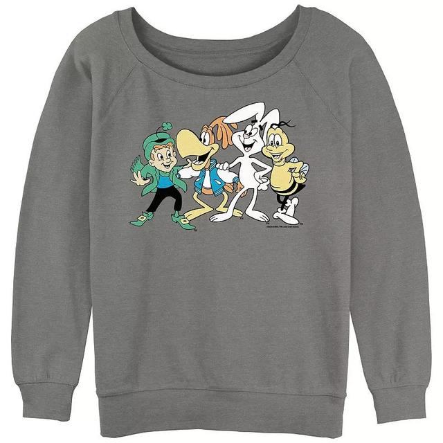 Juniors General Mills Cereal Mascots Slouchy Terry Graphic Pullover, Womens Gray Grey Product Image