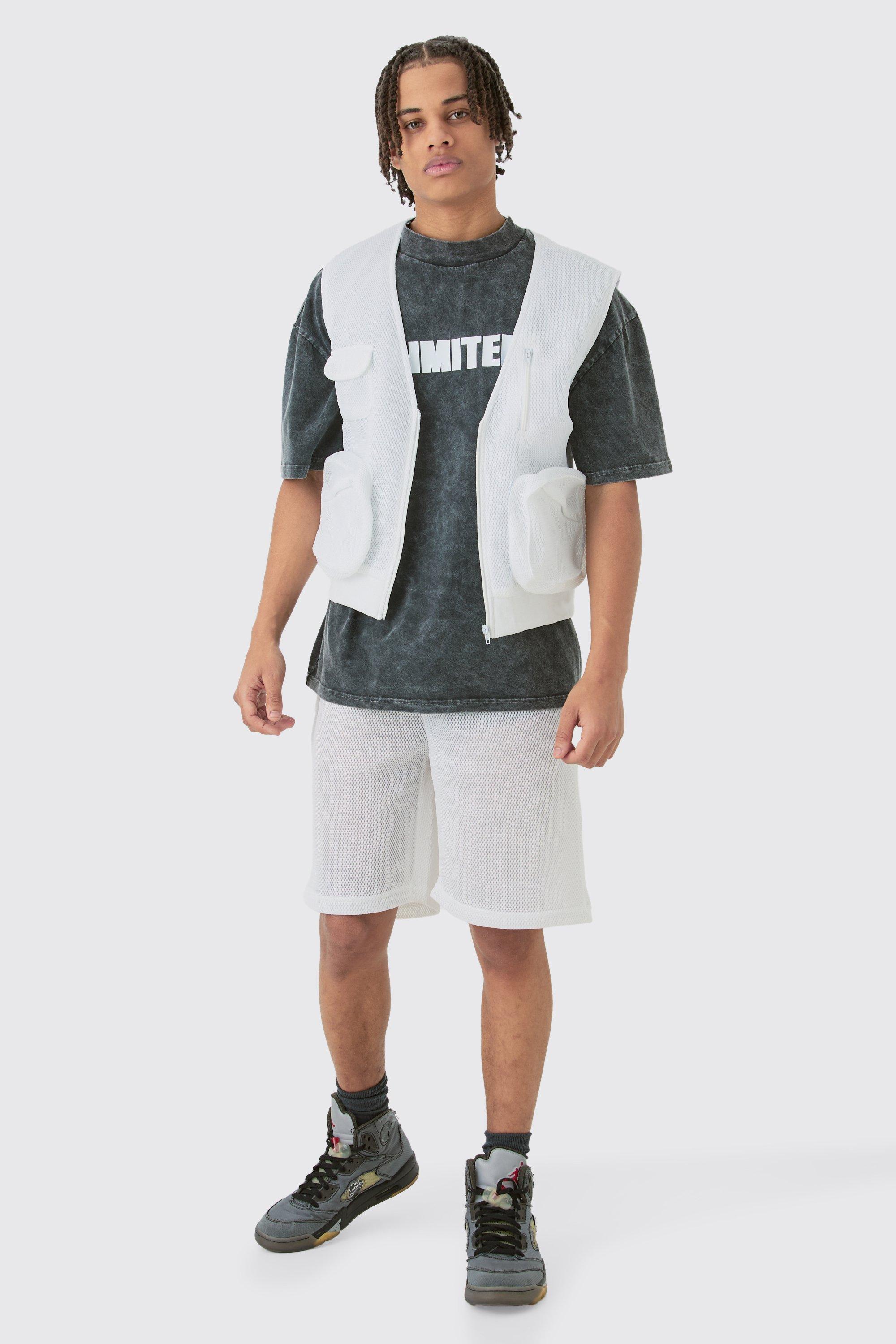 Mesh Vest & Short Set | boohooMAN USA Product Image