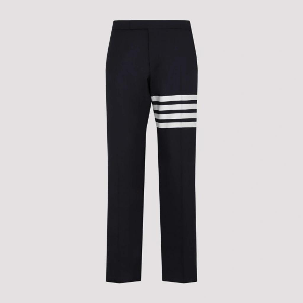 4-bar Straight Wool Pants In Navy Blue Product Image