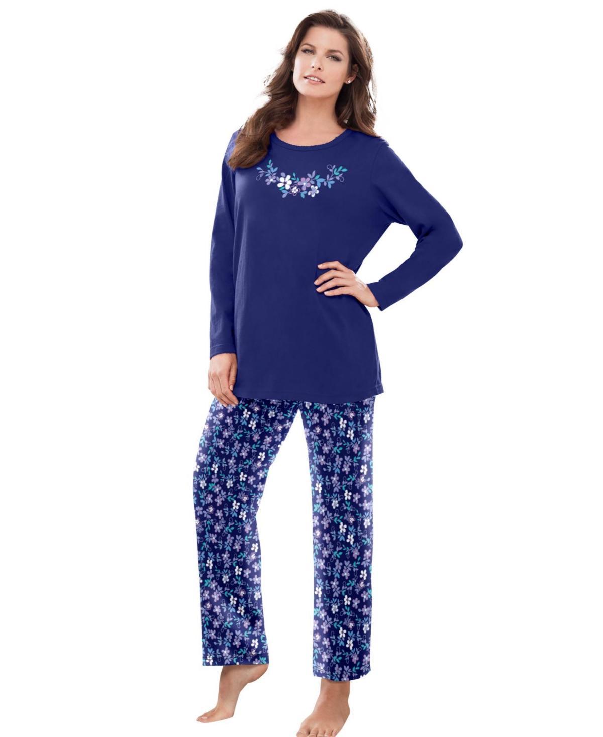 Dreams & Co. Womens Long Sleeve Knit Pj Set Product Image