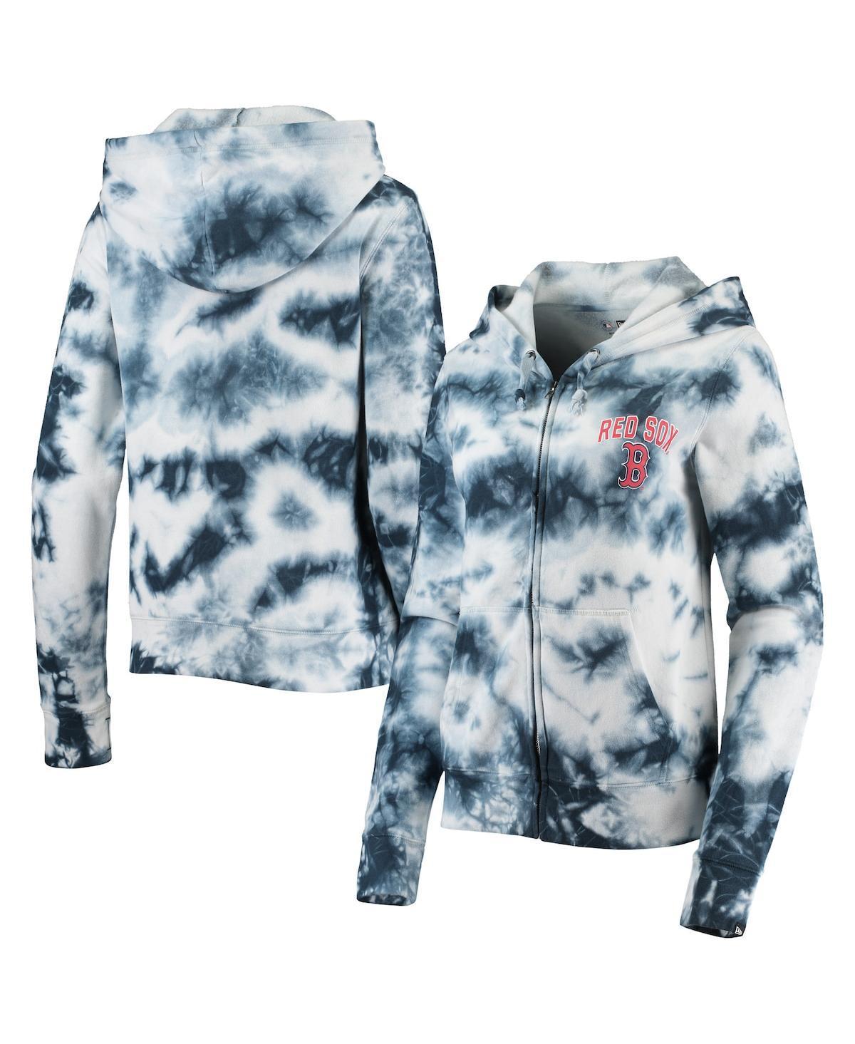 Womens New Era Boston Red Sox Tie-Dye Fleece Full-Zip Hoodie Blue Product Image