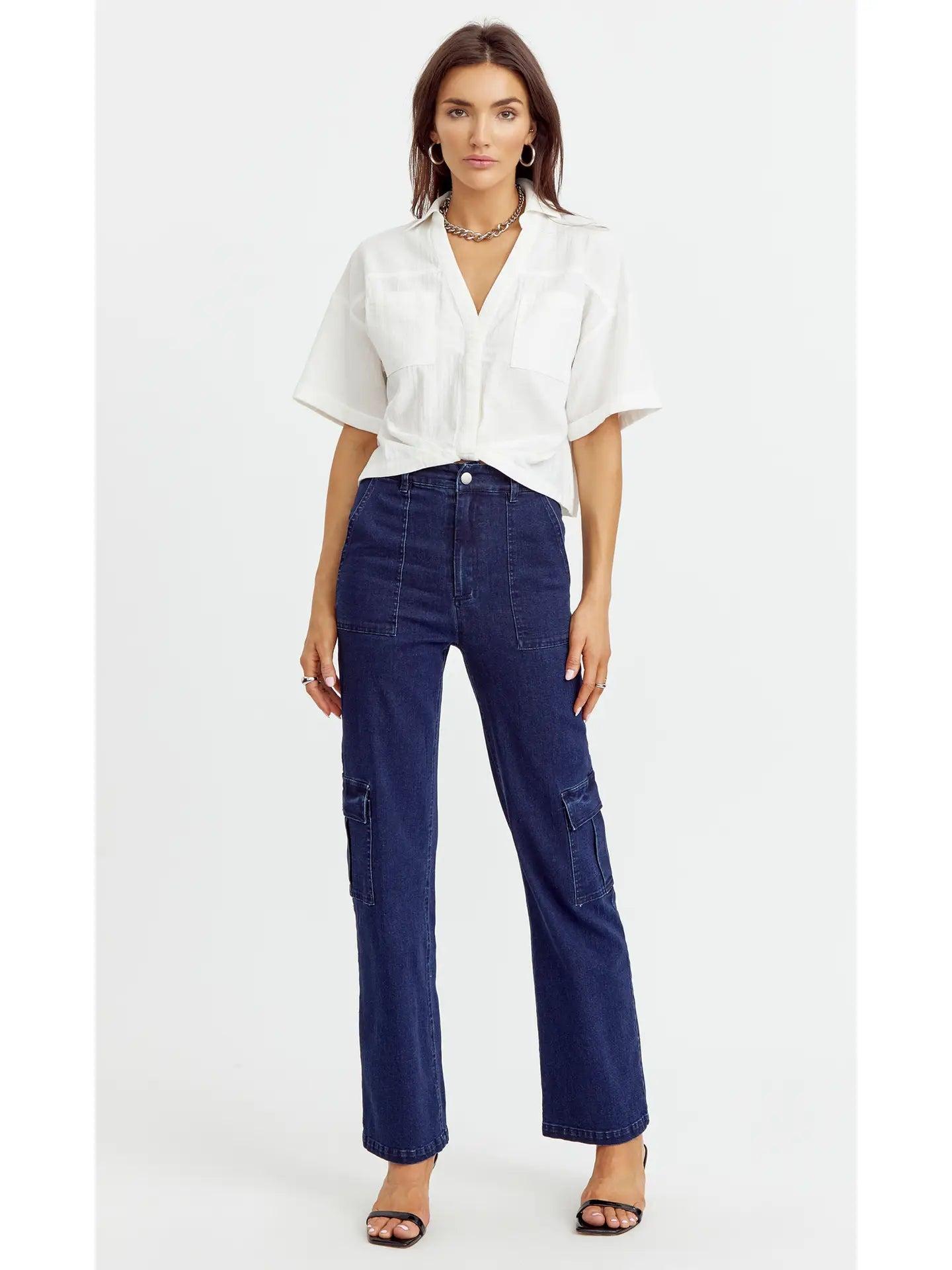 Maria Tucked Cropped Shirt Product Image