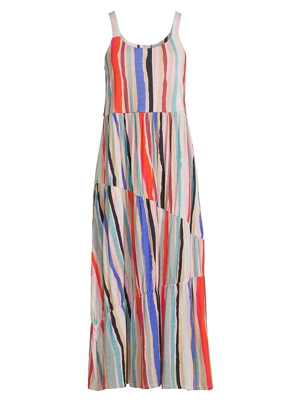 Womens Painted Stripes Tiered Maxi Dress Product Image