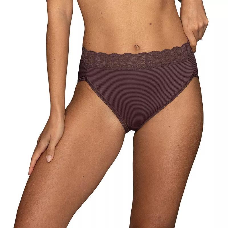 Womens Vanity Fair Flattering Lace Hi-Cut Panty 13280 Poised Brown Stripe Product Image