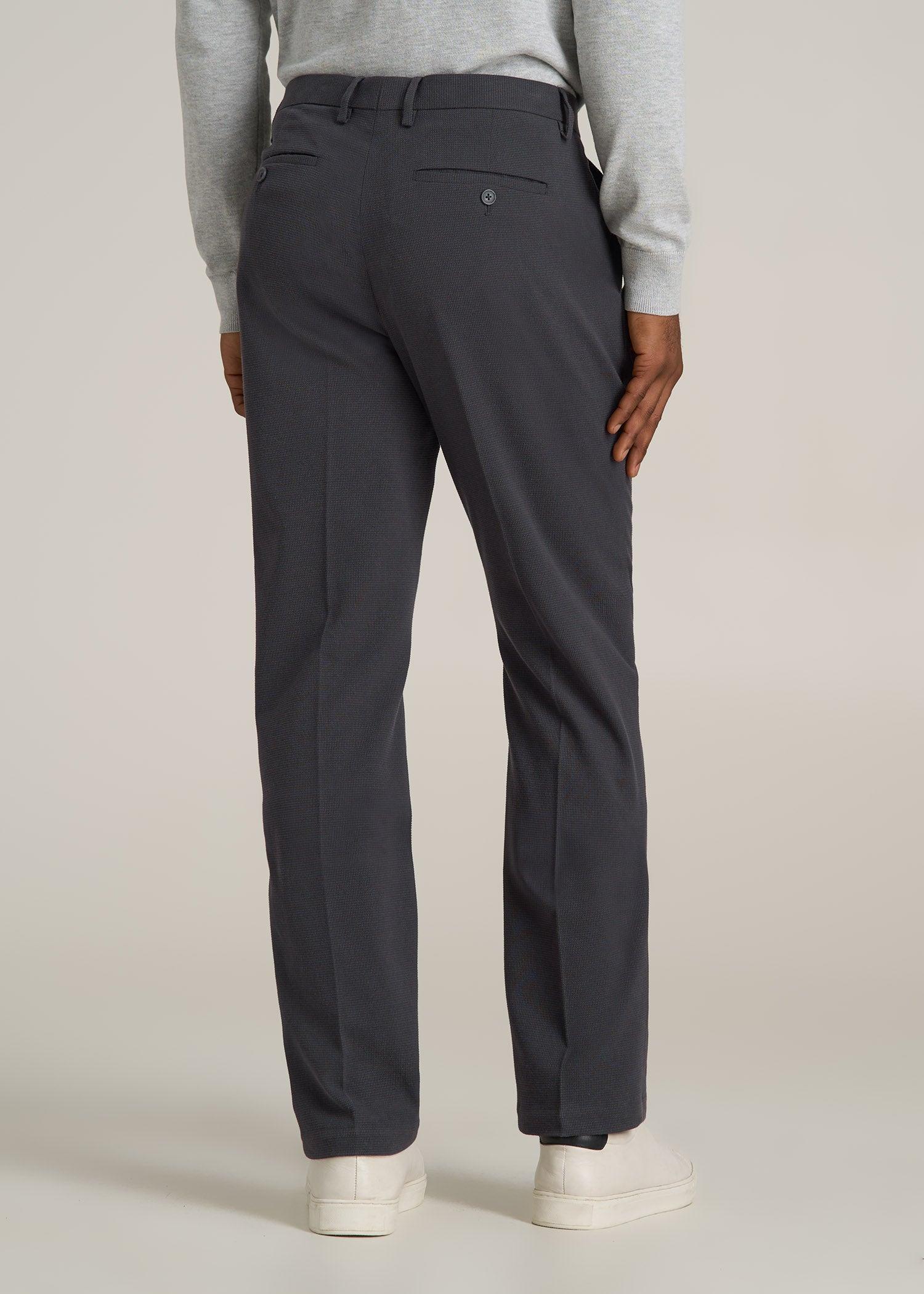 Garment Washed Stretch Chino Suit Pants for Tall Men in Iron Grey Product Image