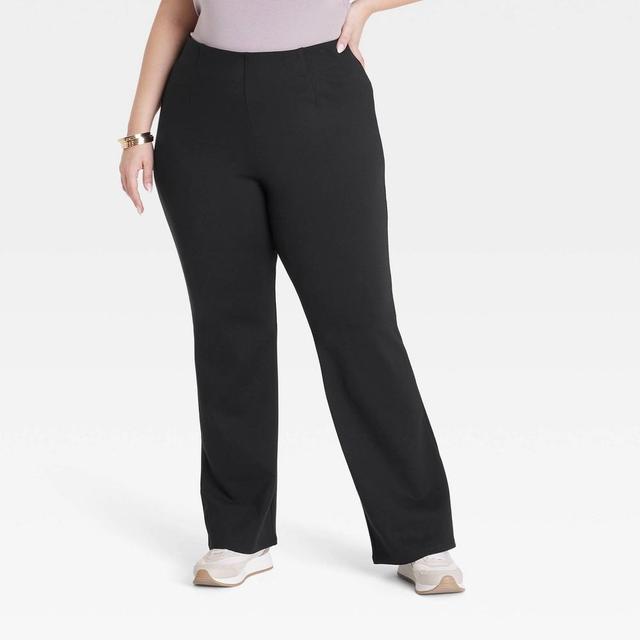 Womens High-Rise Ponte Flare Pull-On Pants - Ava & Viv Black 2X Product Image