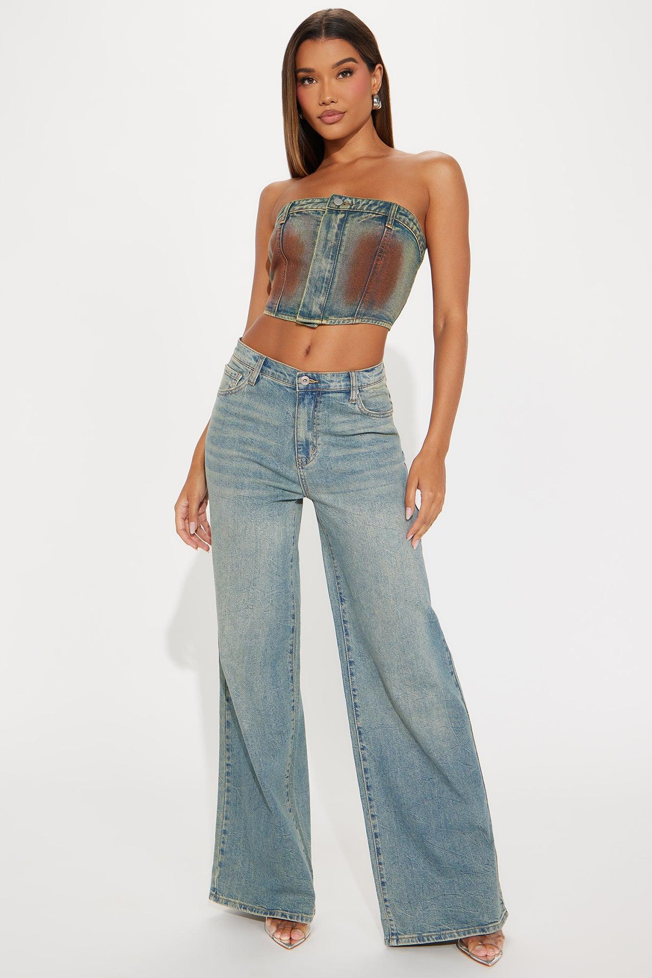 Feel Good Washed Denim Top - Vintage Wash Product Image