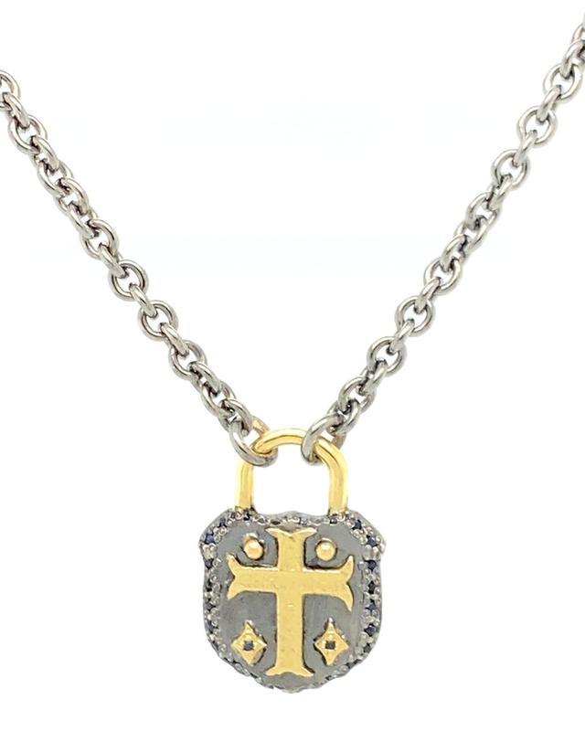 Armenta Men's Romero Two-Tone Cross Shield Pendant Necklace - Size: 22IN - TWO TONE Product Image