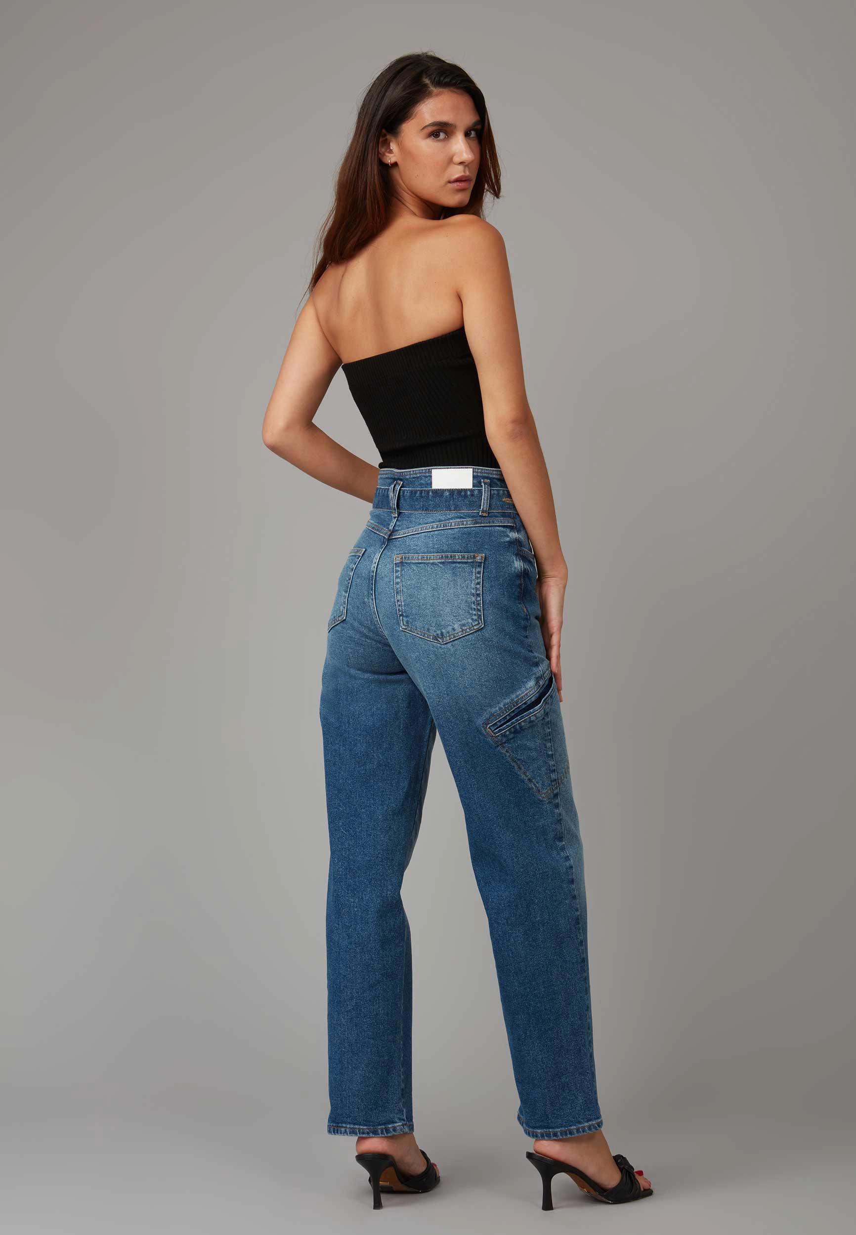 Lola Jean Cleo Ultra High Rise Cargo Straight Jean Product Image