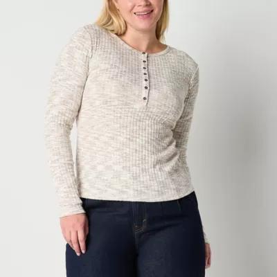 a.n.a Womens Long Sleeve Henley Shirt Product Image