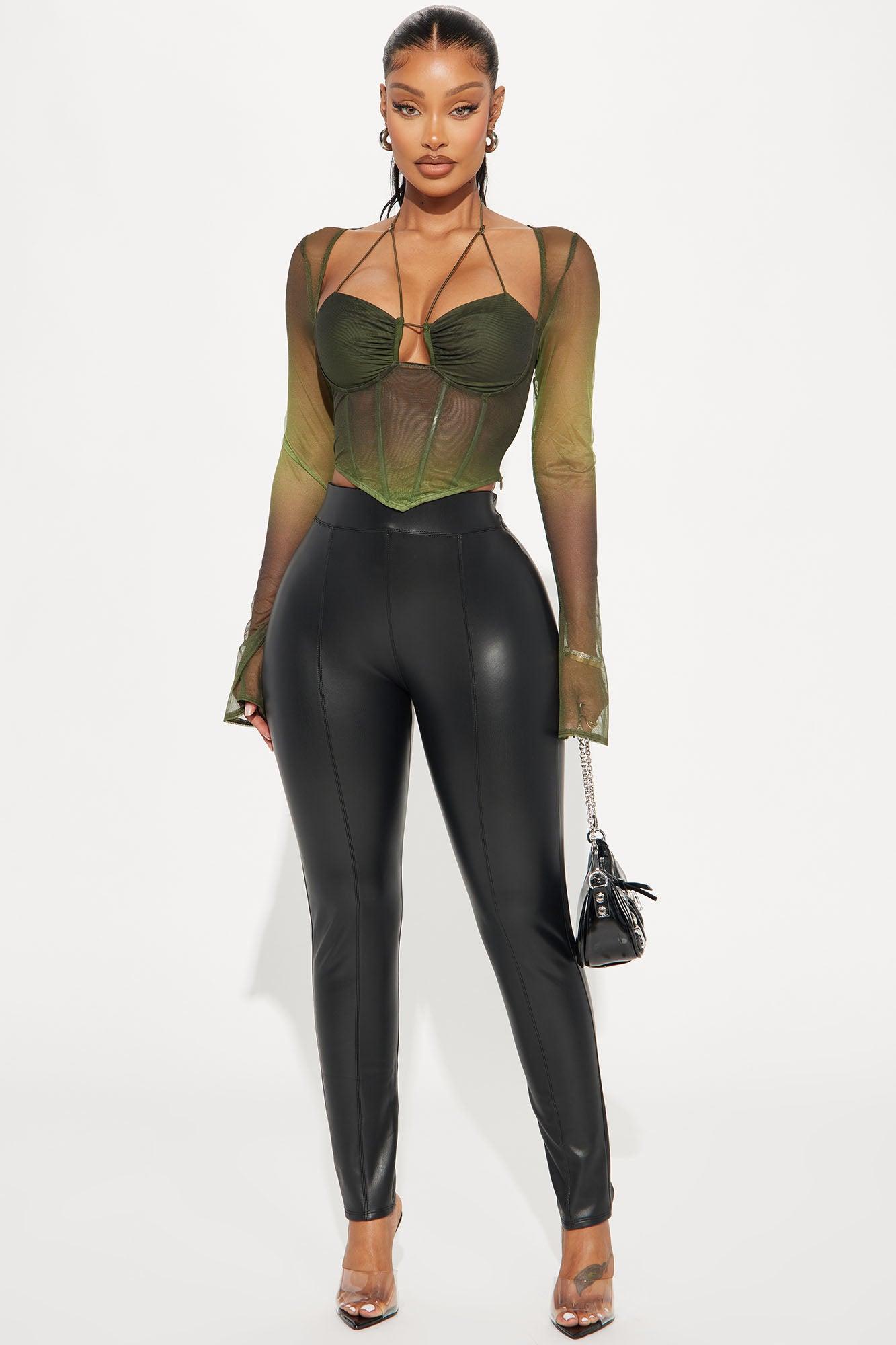 Mina Mesh Corset Top - Olive Product Image