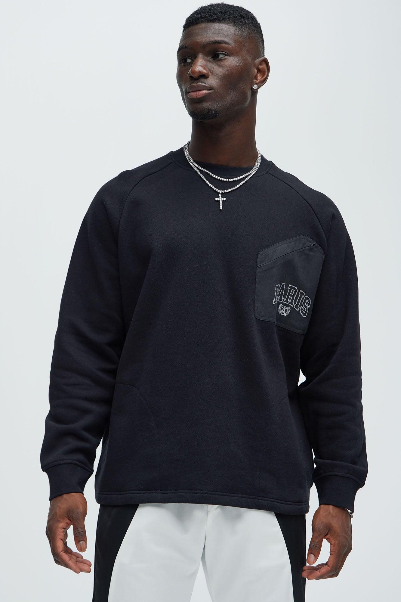 Paris Raglan Crewneck Sweatshirt - Black Product Image