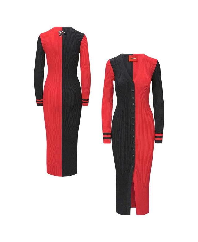 Womens /Red Atlanta Falcons Shoko Knit Button-Up Sweater Dress Product Image