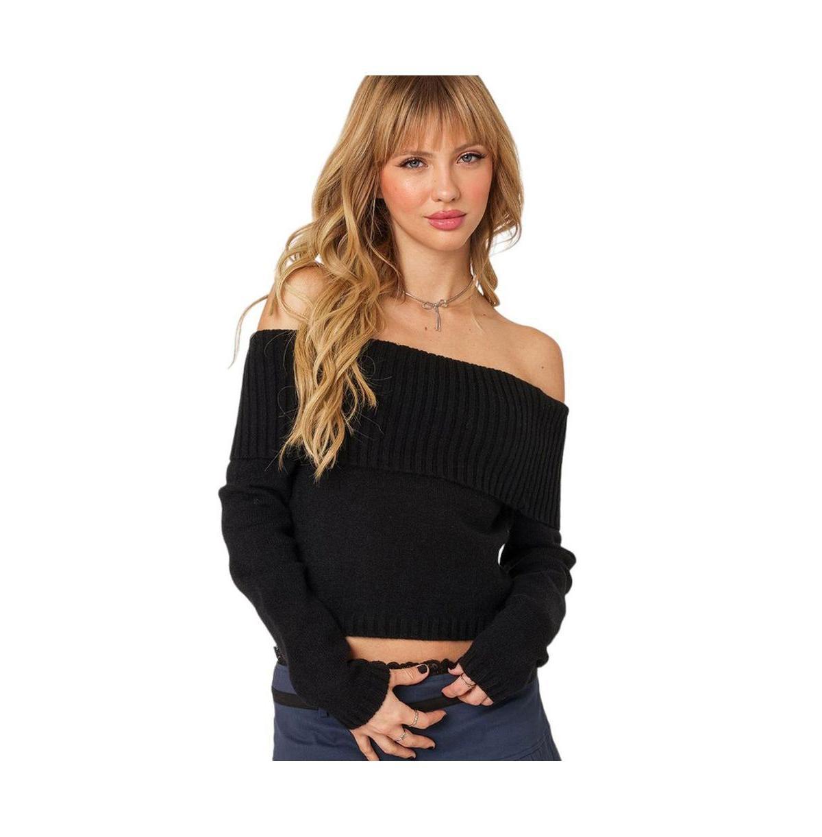 EDIKTED Tamara Foldover Off the Shoulder Sweater Product Image