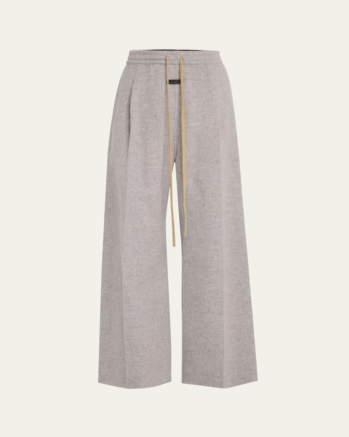 Mens Pleated Wide-Leg Wool Pants Product Image