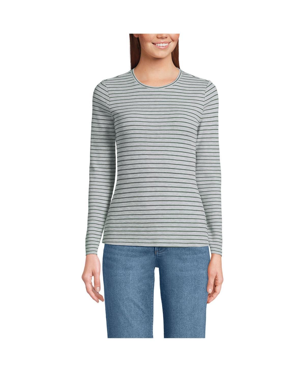 Lands End Womens Lightweight Waffle Skimming Long Sleeve Crew Neck T-Shirt product image