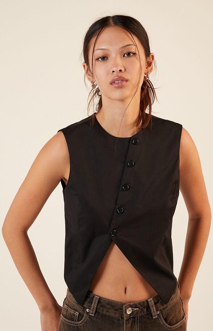 Womens Button Up Asymmetrical Top Product Image