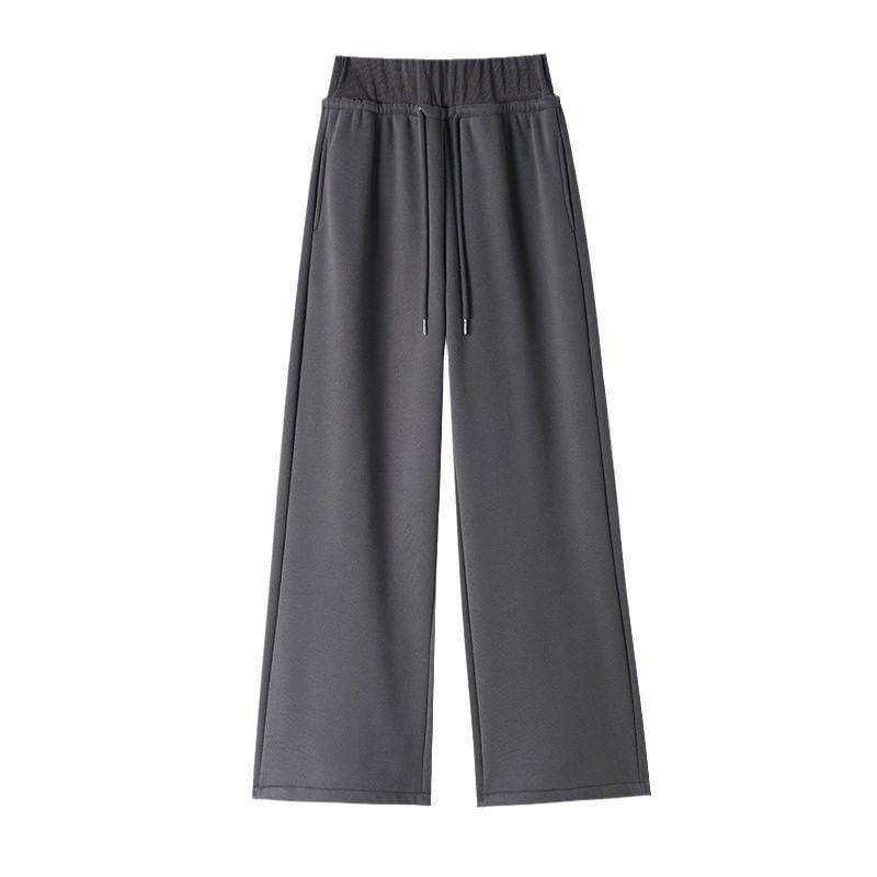 High Waist Plain Wide Leg Pants Product Image