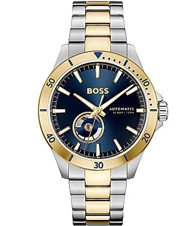 Hugo Boss Mens Trooper Mechanic Automatic Two Tone Stainless Steel Bracelet Watch Product Image