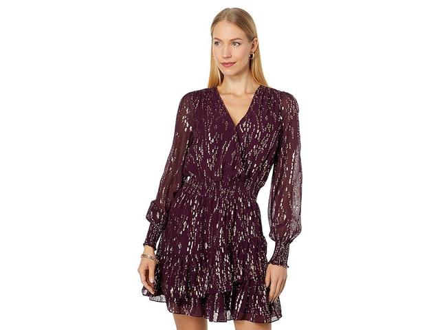 Lilly Pulitzer Cristiana Long Sleeve Silk Dress (Cherry Ganache Fish Clip Chiffon) Women's Clothing Product Image