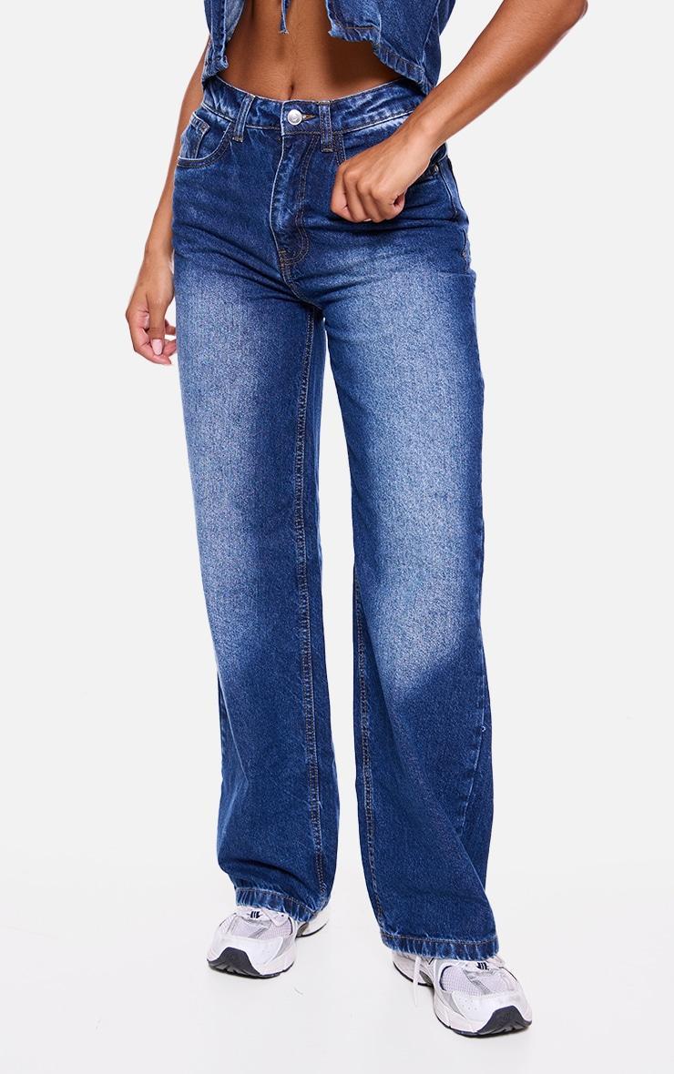 Indigo Straight Leg Denim Jeans Product Image