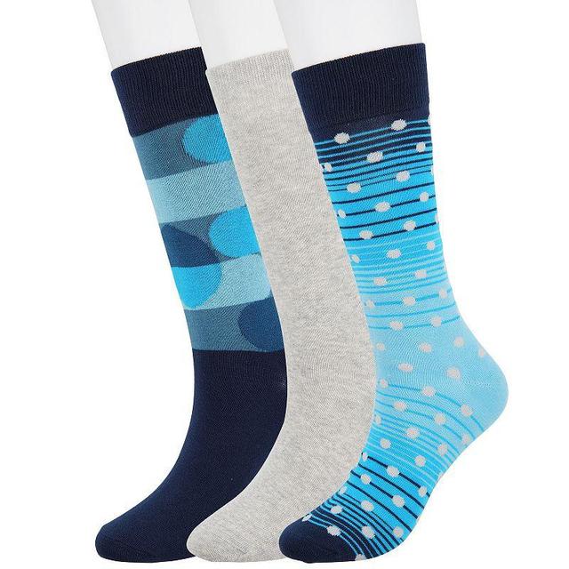 Mens Sonoma Goods For Life 3-pack Patterned Dress Socks Blue Stripe Dot Product Image